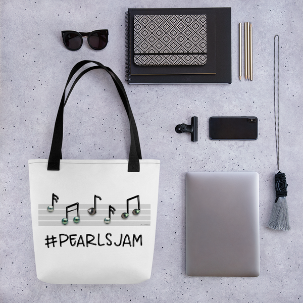 Pearls Jam Tote Bag with Custom Diamondoodles Illustration